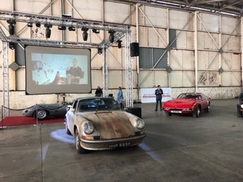 Rusty appears at the Petrolicious Drivers Meeting at Bicester Heritage